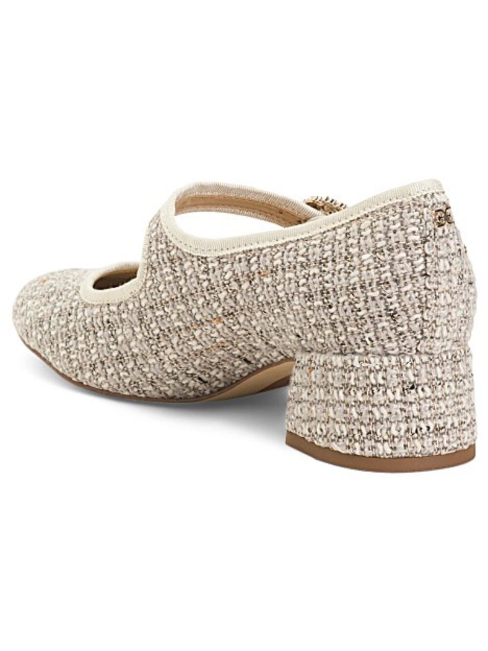 Sam Edelman Cream Tweed Mary Jane Block Heel with Jewel Buckle - Picture 2 of 4
